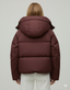 Çift Düğmeli Kapüşonlu Oversize Dolgulu Kadın Mont (Bordo)