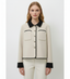Kontrast Biyeli Kısa Kaşe Kadın Ceket (Krem–Siyah)