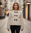 Tokalı Peluş Kısa Kadın Ceket (Krem)