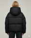 Çift Düğmeli Kapüşonlu Oversize Dolgulu Kadın Mont (Siyah)